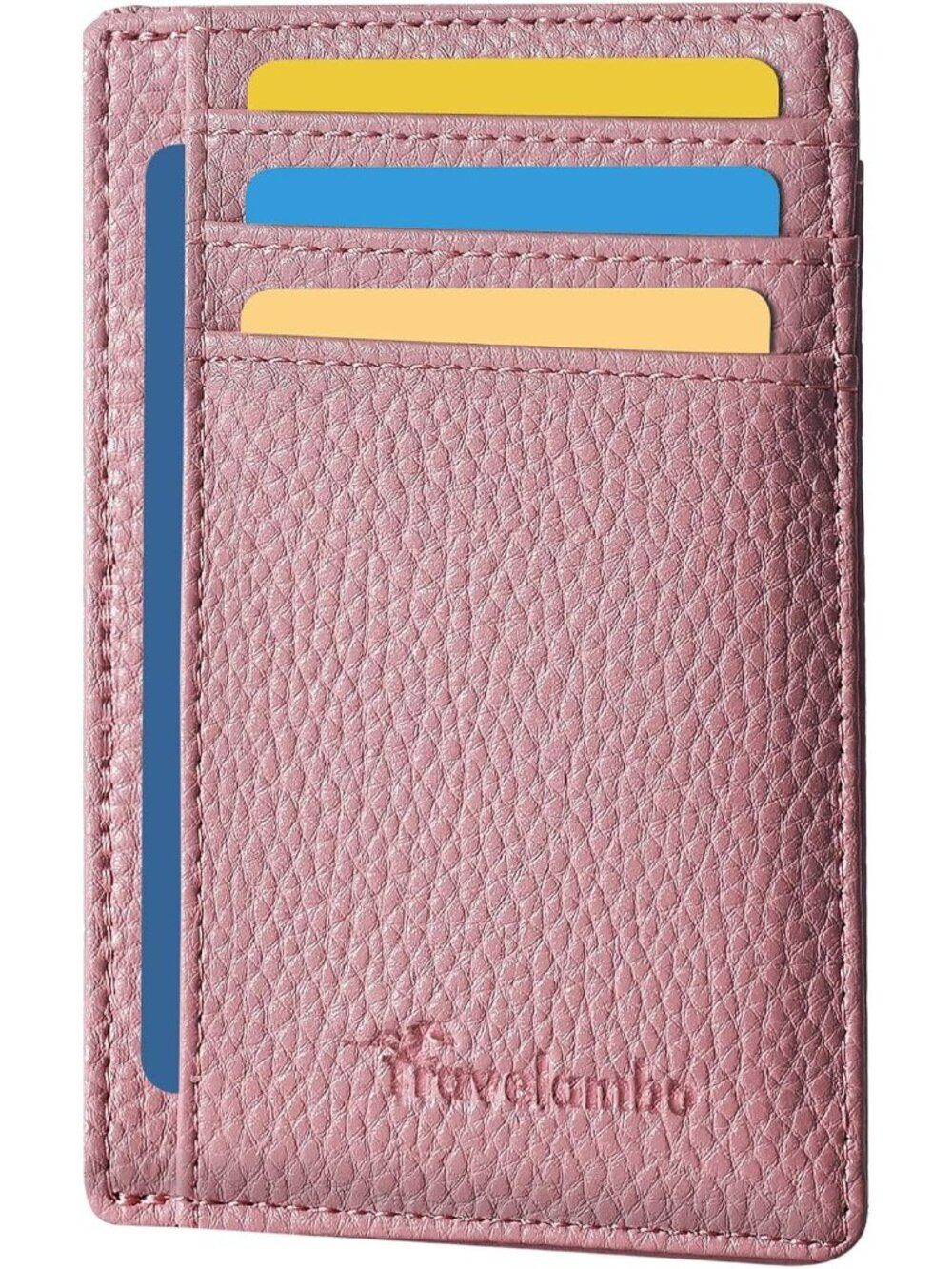 Men's Pebble Pink Minimalist Leather RFID Blocking Size Front Pocket Slim Wallet